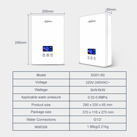 Chauffe-eau instantané électrique sans réservoir 6000W 220V contrôlé par WiFi, fabriqué sur mesure pour les hôtels et les foyers, écran LED, chauffe-eau électrique
