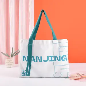 2024 CUSTOMIZE Logo Canvas Fabric Reusable Shopping Bag Supermarket Cotton Bag Portable Polyester Bag