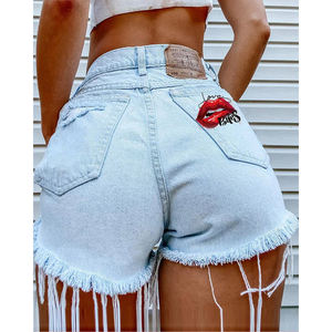 <span class=keywords><strong>Short</strong></span> en <span class=keywords><strong>jean</strong></span> taille haute d'été <span class=keywords><strong>avec</strong></span> impression déchiré <span class=keywords><strong>Short</strong></span> en <span class=keywords><strong>jean</strong></span> à franges pour femmes Sexy - Product Image 4