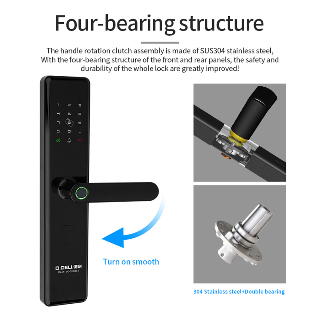 Glomarket Tuya App Control Unlock Fingerprint Touch Smart Door Lock Unique Chip Encryption Technology Smart Door Lock