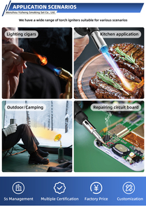 Encendedor de cigarros de acero inoxidable personalizado antorcha culinaria multifunción para cocinar a prueba de viento seguridad recargable para uso en la cocina - Product Image 5