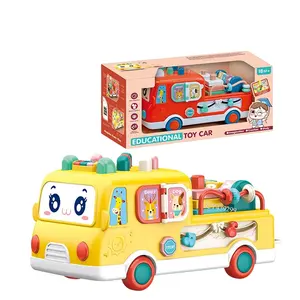 Unisex Early Education Development Anime Musical Toddler Toys Multi Function Baby Bus With Light And Music