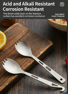 Forchettino-coltello in Titanio Ultra Leggero, Utensile Multiuso per Campeggio, Escursionismo, Picnic, <span class=keywords><strong>Set</strong></span> da Cucina per Esterni - Product Image 6