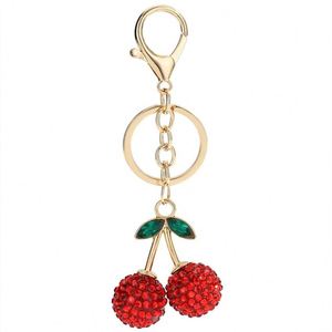 Creative Cute Fruit Shape Keyring Rhinestone Cherry Charm <b>Keychain</b> Bag Pendant Ornaments for Women Men Souvenir Birthday Gift - Product Image 2