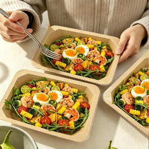 EvoH Kraft Paper Trays Waterproof Oil-proof Disposable Biodegradable Paper Plates Bowls <b>Takeaway</b> Food <b>Container</b> - Product Image 4