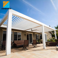 Pergola bioclimatique en aluminium pour extérieur, toit à lamelles motorisé et imperméable, gazebo de jardin pour terrasse