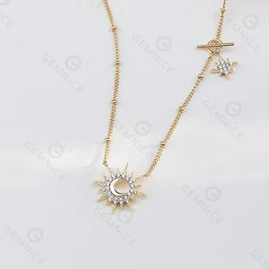 Gemnel kadınlar için son tasarım kadın yıldız yağmuru ay güneşli hilal kolye - Product Image 2