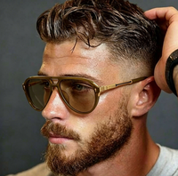 Lunettes de soleil aviateur vintage unisexe à double pont avec flèche, couleur dégradée, pour l'extérieur, vente en gros