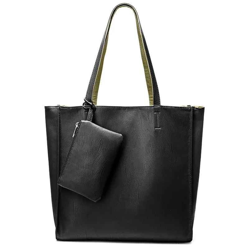 LOVEVOOK Faltbare Weiche PU Leder Tasche Set 2 pcs Brieftasche und Geldbörse Kupplung Minimalis Frauen Schulter Totes Taschen.