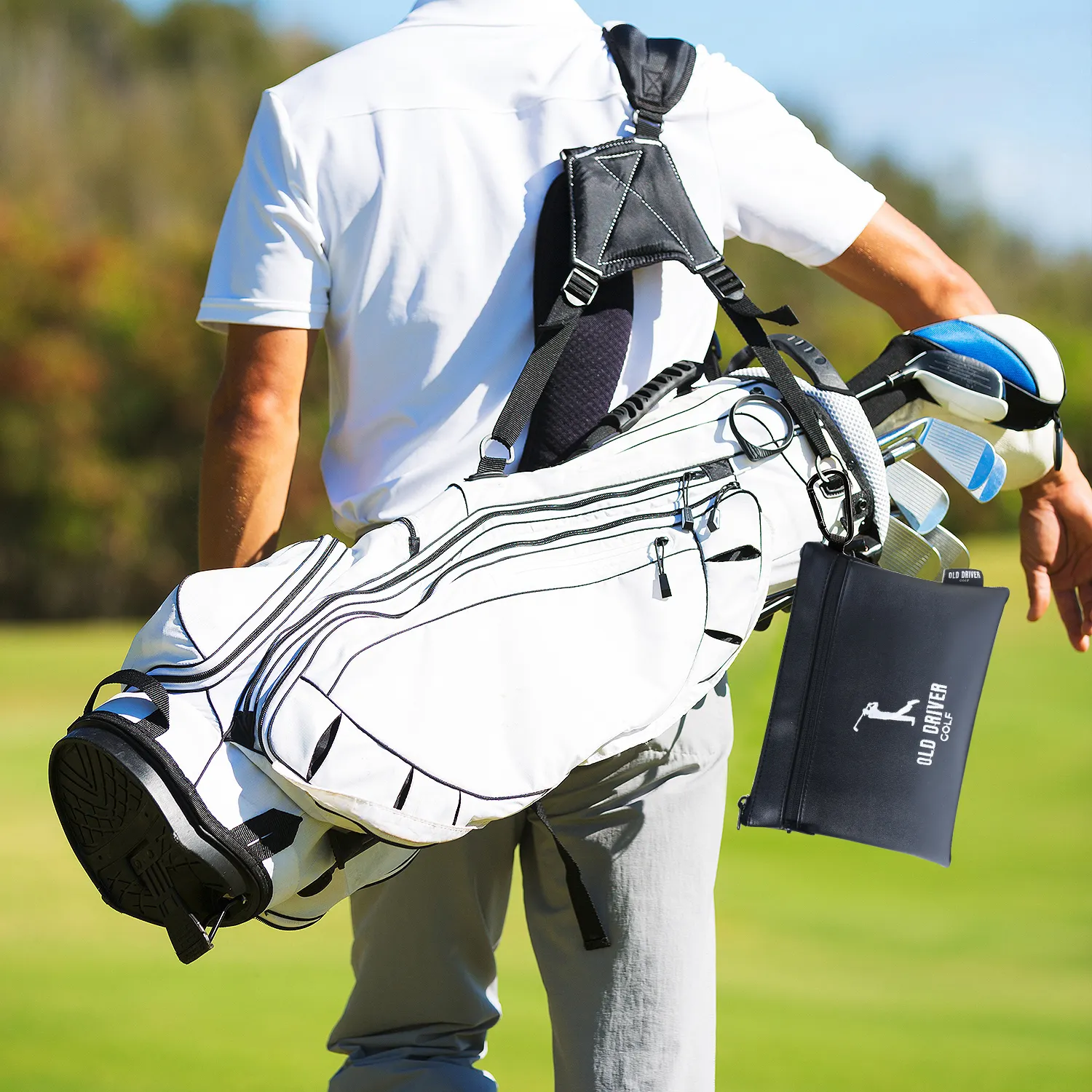 Sacca da Golf personalizzata in pelle PU con logo personalizzato in pelle con cerniera Mini Golf borsa per oggetti di valore OEM Travel Golf Gear utility