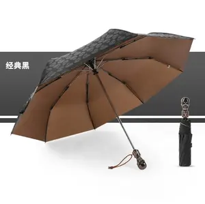 Guarda-sol de proteção UV, guarda-sol automático compacto e portátil para viagem, guarda-chuva de chuva, caveira para presente
