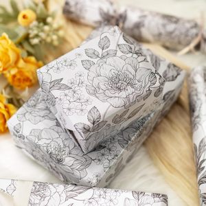Floral Gift <b>Wrapping</b> <b>Paper</b> Roll 46.8 Sq Ft Black <b>White</b> Vintage Design Eco-Friendly Double Side Craft Wedding Birthday - Product Image 6