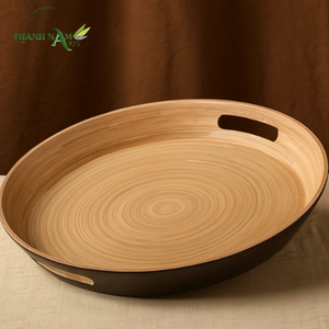 Bandeja Redonda de Bambú para Desayuno, Elegante, Ecológica y Duradera, con Asa, Apta para Microondas, Fácil de Limpiar, de Lujo - Product Image 6