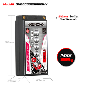 Batterie LiPo RC GNB GAONENG 6000MAH 2S HV 7.6V 140C Short Shorty Pack 5.0mm Bullet Hard Case 1:10 1:12 Scale RC Race Car LiHV - Product Image 5