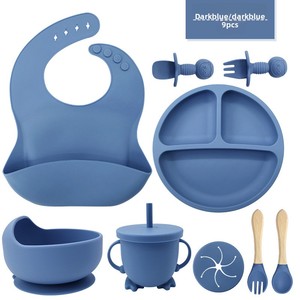 Babero para alimentar al bebé, tazón con ventosa, tenedor y cuchara, plato de silicona para niños, vajilla de silicona para bebés de 6 meses. - Product Image 5