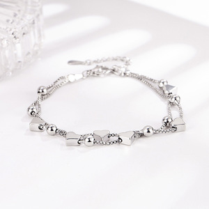 Hypoallergenic Heart Chain Bangle Bracelet Xmas Birthday Jewelry Gift Adjustable Multilayer Beads Bracelets <strong>for</strong> Women <strong>Mum</strong> Her - Product Image 3