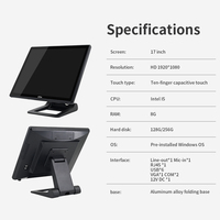 Terminal de Caja Registradora de Pantalla Grande de Alta Definición de 17 Pulgadas, Máquina de Caja Registradora para Supermercado, Base Plegable