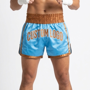 Pantalones Cortos de Boxeo Unisex Hechos a Medida, Impresión por Transferencia de Calor OEM, Marca Privada, Acabado Satinado, Poliéster Elástico, Corte Holgado - Product Image 1