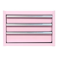 Boîte à outils portable rose en fer, étanche, 3 tiroirs, organisateur de rangement verrouillable pour maquillage, artisanat, bijoux, petites pièces de quincaillerie, garage