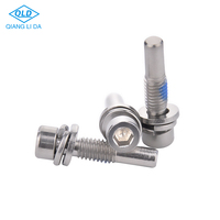 Vis à tête cylindrique antivol en acier inoxydable 304 avec rondelles plates et rondelles à ressort, boulons d'assemblage métriques et impériaux, qualité QLD