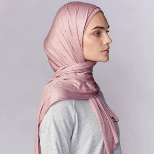 60*170Cm couleur unie musulmane Hijab châles mercerisé coton écharpe diamant strass haute qualité modal Hijab écharpe - Product Image 1