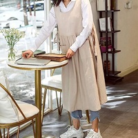 Tablier vintage en coton et lin pour le ménage Robe chasuble Nouveau tablier de jardin pour femme