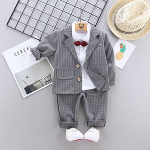 Smoking à manches longues OEM pour bébé garçon, <span class=keywords><strong>tenue</strong></span> de gentleman avec manteau à nœud papillon, costume pour garçons pour le <span class=keywords><strong>mariage</strong></span> - Product Image 2