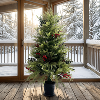 Decoraciones Navideñas, Árbol de Pino Artificial de PVC Encriptado de 12 m, Adorno Grande para Exteriores, Color Blanco y Rojo