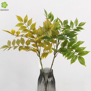 Hojas Artificiales de Madera que Cambian de Color, Alambre de Plástico, Alta Simulación, Decoración de Interiores, Accesorios para Bodas, QH-57024 - Product Image 5