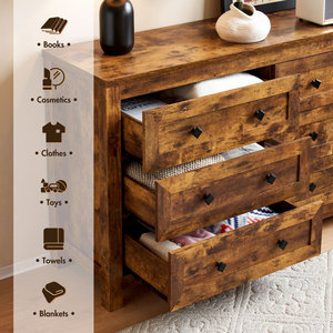 WholesaleVintage Farmhouse Dormitorio Almacenamiento <span class=keywords><strong>de</strong></span> <span class=keywords><strong>madera</strong></span> Tocador Organizador Rústico 6 Cajones Tocador para Dormitorio Sala <span class=keywords><strong>de</strong></span> estar - Product Image 5