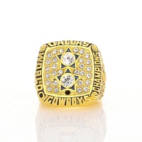 Cincin Kejuaraan Dallas Cowboys 1977 Grosir, Perhiasan Unisex Lapis Emas/Perak dari Paduan Logam dengan Kotak Kayu