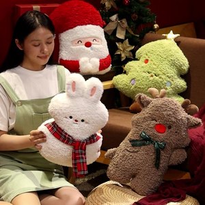 Christmas Holiday Eco-friendly Super Soft <strong>Plush</strong> Christmas Tree Santa Claus Bear Type <strong>Sofa</strong> Pillow Bay Window Ornament <strong>Stuffed</strong> - Product Image 1