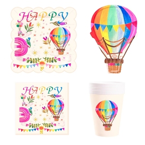 DAMAI <b>Customized</b> Hot Air <b>Balloon</b> Birthday Dinner Plate Party Disposable Paper Party Tableware Set for Kids Birthday Supplies - Product Image 3
