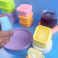 Conteneur carré en silicone de 100 ml pour aliments pour bébés avec couvercle, facile à démouler, réutilisable, boîte à portions pour purée, lait maternel, collations
