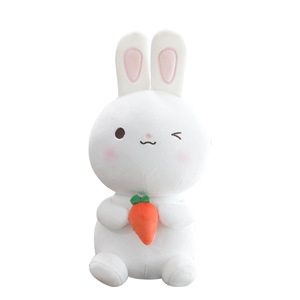 Peluche lapin de dessin animé pour filles, jouet en peluche doux, poupée oreiller avec carotte, couleur rose, jaune, bleu, cadeau pour enfants de 2 à 4 ans - Product Image 2