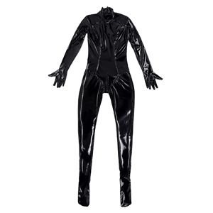 Bar NightClub Sexy Adult Women PVC Catsuit Shiny PU Leather Bodysuit <span class=keywords><strong>Latex</strong></span> Elastic Sexy Tight Oil Shiny Bandage Bodycon Jumpsuit - Product Image 3