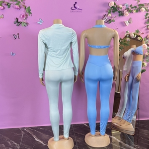 Ensemble 3 pièces décontracté pour <span class=keywords><strong>femme</strong></span> automne-hiver 2026 : legging taille haute, crop top et <span class=keywords><strong>pantalon</strong></span> pour les loisirs - Product Image 5