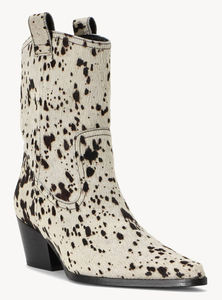 รองเท้าบูทหุ้มข้อลายเสือดาว,พิมพ์ลายขนม้ารองเท้าบูทเชลซีมีสไตล์สไตล์หัววัวตะวันตก - Product Image 4