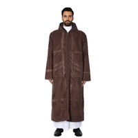 Robe de chambre d'hiver pour homme, cardigan épais et long en suède, chaud, à capuche, avec poches, en polyester, en stock, produit transfrontalier très demandé