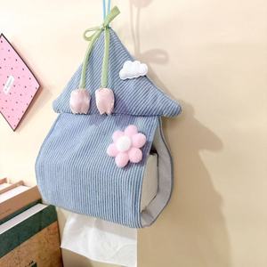 Bolsa de pañuelos de tela con diseño de casa azul de Chunzao, organizador de pañuelos colgante para uso doméstico - Product Image 4