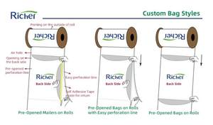 Bolsas de <span class=keywords><strong>correo</strong></span> de rollo continuo transparente Unilateral Punto de apertura previa Break Baler Bolsa de embalaje plana - Product Image 6