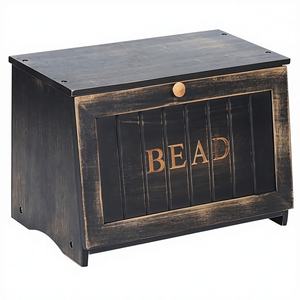 Lumina Bamboo Lightweight <b>Bread</b> Box for Kitchen Counter Retro Design Single Layer Large Capacity Food Storage <b>Bin</b> Black - Product Image 1