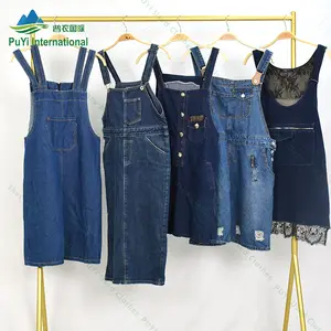 Синяя джинсовая юбка с подтяжками, женская одежда б/у, брендовая б/у одежда, продажа в Великобритании