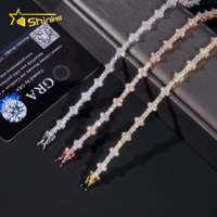 Plata de Ley 925, entrega rápida, collar de tenis cruzado, pulsera, probador de diamantes, cadena de tenis de moissanita VVS certificada GRA
