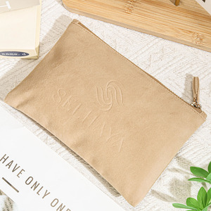 High Quality Custom Printed <b>Suede</b> Zipper Makeup Packaging Pouch VelvetTravel Cosmetic Bag for Makeup <b>Brush</b> - Product Image 3
