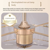 Ventilateur de plafond LED de luxe moderne pour la maison et le bureau, luminaire suspendu en verre invisible pour salon et salle à manger, lampe ventilateur moderne télécommandée