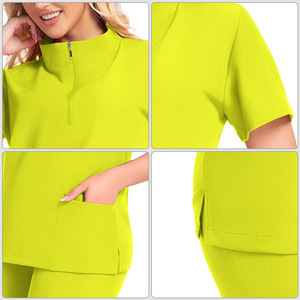 Women Scrub Suits Split Set Moisture Wicking Knitted Hospital Uniforms With Slits For Medical Staff Dentists Operating Room - Product Image 4