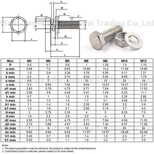 Perno de acero inoxidable con tuerca y arandela, cabeza hexagonal M5 x 30, 304 - Product Image 5