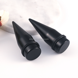 Evorte Joyería Corporal para Niños: Túneles y Plugs de Acrílico Negro con Puntas Cónicas de 6-25mm para Expansión de Oreja, Calibradores de Oreja, Piercings Cónicos - Product Image 4