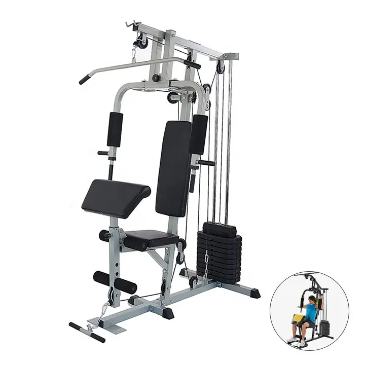 Gücü eğitim Fitness için ağırlık yığını ile Mutli fonksiyonlu ev spor istasyonu disk makara sistemi egzersiz ağırlık makinesi